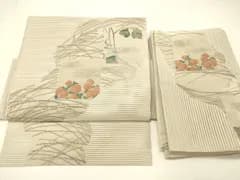 平和屋着物＊夏物　絽綴れ　つけ帯　草花文　金銀糸　正絹　逸品　DABC8822cm