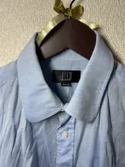 【極上の着心地】dunhill ダンヒル 高級 ワイシャツ ドレスシャツ 41-82 L相当 ライトブルー 水色 コットン 伊藤忠商事 日本製 迅速発送 ビジネス フォーマル メンズ 刺繍ロゴ 胸ポケット ワンポイント オックスフォード風 訳あり 迅速物販