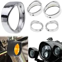 HDBUBALUS 7'' ヘッドライト トリム リング ウインカー カバー 4.5'' フォグライトカバー バイザースタイル Harley Touring Softail FLD/FLH用