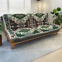 モデルノ ラ テール コットン 素材 130cm×180cm ベッド ソファー マルチ カバー テーブル クロス フリンジ 付き ラグ カーペット マット インテリア ML-CMC ストッパー 抗菌（ボヘミアン） [ボヘミアン]