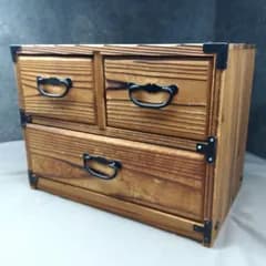 昭和レトロ 木製 小引き出し 3段 和家具 収納 古道具 和モダン インテリア #1124