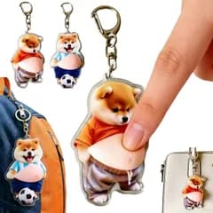 おなかぷにぷにキーホルダー お腹 シール 3D立体 柴犬 柔らかいお腹 キーホルダー もちもち デブ 犬 立体 柴犬 ぽっこり キーチェーン ストレス解消 キーリング 腹出し ペンダント バッグ チャーム 車 鍵 飾り 財布