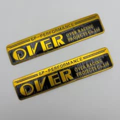 2枚セット　OVER RACING オーバーレーシング　耐熱 アルミステッカー　マフラー　バイク　車
