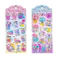 【新品】 ウォーターシール 2枚セット キラキラ かわいい 水入りシール ぷくぷく3D 立体 DIY用 手帳用 日記帳用 携帯電話飾 女の子 可愛い カラフル ノート 誕生日 手芸用品 贈り物 ギフト (スタイルE) 0