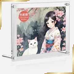 【新品】 アクリル製 ミニ色紙額縁 寸松庵122x137mm 3層構造 スタンドタイプ 壁掛け兼用 ビス止め式 45度斜面カット 割れない透明フレーム 卓上展示用 縦横 スタンドバー２枚付 0