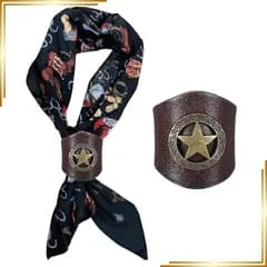 【新品】 [PATIKIL] ウェスタンバンダナスカーフリング、メンズスクエアハンドメイドレザースターネクタイスライドリング、ビンテージ牛革ハンカチバックル、スカーフ宝石ギフト（茶色/金トーン） 0