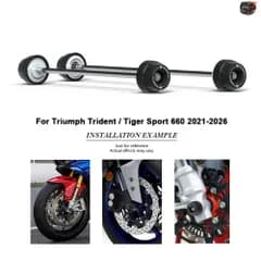 トライアンフ トライデント タイガー スポーツ 660 2021-2026 用オートバイ フロント/リアホイール スピンドル アクスル プロテクション セ