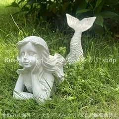 ガーデンオブジェ 人魚 樹脂 置き物 ホワイト 白 ガーデンオーナメント マーメイド ファンタジー ガーデニング 雑貨 ガーデン雑貨 ガーデンインテリア ガーデン インテリア 庭の装飾 お洒落 おしゃれ 8-14