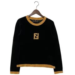 【中古品】FENDI フェンディ イタリア製 VELOR LS TEE ベロア ロングスリーブ Tシャツ トップス 長袖 【168-260413-ya-03-izu】