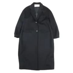 美品 Valentino ヴァレンチノ ヴァレンティノ メルトンウール チェスターコート ロング ジャケット アウター 38 ブラック レディース 古着 中古 USED