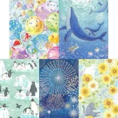 NB 夏のポストカード5枚セット（5柄） 4922485他 (1) 銀ホログラム箔加工 サマーカード 多目的 多用途 エヌビー社