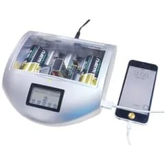 電池充電器 アルカリ ニッケル水素 ニッカド電池 単1、単2、単3、単4、9V USB端子搭載 スマホ充電 使い捨て再利用マルチ 液晶デイスプレイマルチチャージャー/ 4c8e0c67