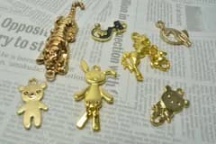 チャーム アニマル 動物 ミックス アソート 7個セット ゴールド ピアス イヤリング メタルパーツ ハンドメイド ビーズクラブ