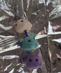 カラフルなメンダコの3連ぬいぐるみストラップ　※ハンドメイド
