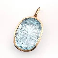 【リメイクジュエリー 】ブルートパーズ 6.92ct K10 イエローゴールド ペンダントトップ 色石 カラーストーン