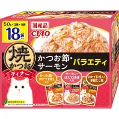 新品 チャオ (CIAO) 焼かつおディナー かつお節・サーモンバラエティ 50g×18袋 猫用 ウェットフード