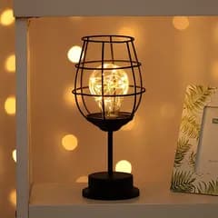 ナイトライト テーブルライト ランタン ワイングラス 鉄製 アイアン LEDライト 単三電池 おしゃれ クール 可愛い かわいい プレゼント 玄関