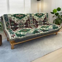 【人気商品】モデルノ ラ テール コットン 素材 130cm×180cm ベッド ソファー マルチ カバー テーブル クロス フリンジ 付き ラグ カーペット マット インテリア ML-CMC ストッパー 抗菌（ボヘミアン）