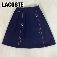 【美品】【未使用級】 LACOSTE GOLF ラコステ ゴルフスカート ミニスカート インナーショーツ付 63-90 ネイビー 濃紺 ワニ 刺繍ロゴ 総丈51.5cm ウエスト60cm ヒップ100cm 裾幅67cm【古着】