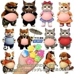 柴犬ぷにぷに3Dシール おなかマシュマロ触感 猫 犬 やみつき癒しステッカー シール帳デコ セット2匹＋肉球1個 24時間以内発送
