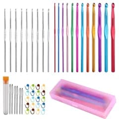 【数量限定】ニット (21点編み針セット) 帽子 マフラー セーター 手芸 DIY 編み物道具 アルミニウムフック アルミ製 編み棒 49点セット編み針 レース針 カラフル 21本入 かぎ針 編み針 アフガン