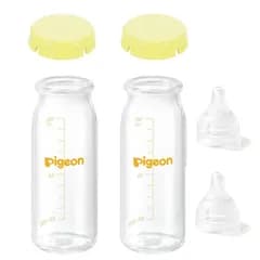ピジョン 母乳実感 直付け 哺乳瓶 100ml×2本セット 新生児 耐熱ガラス 乳首SS 一般新生児用 KRキャップ イエロー 病産院用 Pigeon 赤ちゃん
