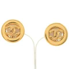 【 良品 】CHANEL シャネル イヤリング ココマーク サークル ヴィンテージ ゴールド アクセサリー レディース Vintage Earrings