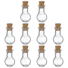 uxcell コルク栓付きミニガラス瓶10個セット 電球型キーホルダー瓶 願い事ボトル DIY装飾・アート・ギフト・携帯アクセサリ用