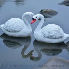 白鳥 1個 池 オーナメント 園芸用品 置物 動物 浮く 屋外装飾 水辺 白 可愛い 上品 人工池 デコレーション ハロウィン スワン ホワイト 樹脂 輸入雑貨 4-7