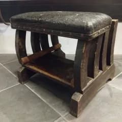 昭和レトロ 木製スツール 踏み台 クッション付き 古民家 古道具 Japanese vintage
