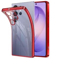 Zabarsii Galaxy S26 Ultra 用の ケース クリア 透明 ギャラクシー S26 Ultra 用の カバー スマホケース TPU 薄型 耐衝撃 スリム 黄変防止 ストラップホール付き サムスン s26ultra 用の ケース レッド