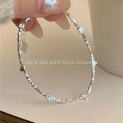 ブレスレット シルバーカラー 銀色 シンプル 星 スター 個性的 レディース 二次会 発表会 謝恩会 演奏会 披露宴 結婚式 きれいめ お呼ばれ アクセサリー ハンドジュエリー 韓国系
