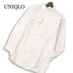 【新品 未使用】 UNIQLO ユニクロ 通年★ 長袖 ペイズリー  ドビープリント ボタンダウン シャツ Sz.XL メンズ 大きいサイズ