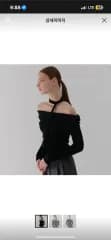 ブラック オフショルダー ネックストラップ 長袖 Tシャツ
