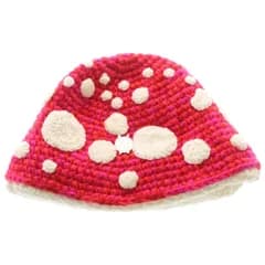 99%is (ナインティナインパーセントイズ) HAND MADE MAG1%C MUSHROOM BUCKET HAT ハンドメイド マッシュルーム ピンズ ニット帽 レッド/ホワイト