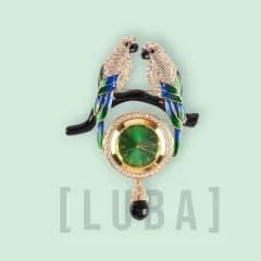 LUBA ヴィンテージ エナメル ファロト ウォッチ ブローチ クォーツ時計