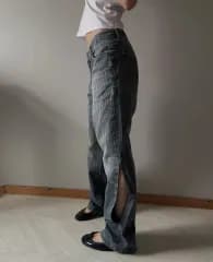 夏色 まつり 동은 side slit pants (black)