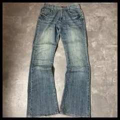 デニムパンツ レディース ブルー フレア ブーツカット 美脚 脚長効果 y2k vintage 古着