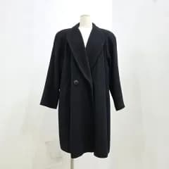 Lellian Gish カシミア 100 ルーズフィット ブラック ロング コート