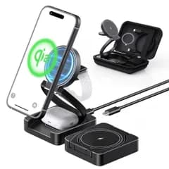 SIKAICASEQi2ワイヤレス充電器Mag-Safe対応折りたたみ式Qi2充電スタンド3in1マグセーフ充電器最大15W高速出力マグネット式角度調整合金質感薄型軽量iPhone16/15/14/13/12/AirPods