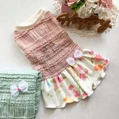 ♡ハンドメイド犬服♡シャーリング×水彩花柄 ♡オーダー