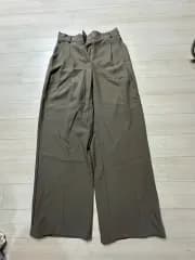 ブラウン ワイド スラックス ピンタックパンツ