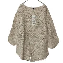 【タグ付き新品】23区 ニジュウサンク　コットン 総レース カギ編み クロシェ　プルオーバー ベージュ　レディース　44サイズ　サマーニット　綿100% オシャレ　希少　大きいサイズ　上品【Z1809】