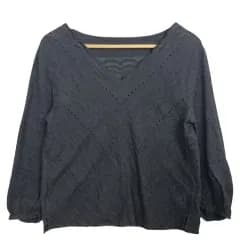 URBAN RESEARCH Kitsch ブラック エンブロイダリー パフ ブラウス F コットン