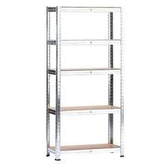 新商品 収納棚 本棚 組立簡単 インテリア 高さ180 高耐荷重 メタルシェルフ 5段 (シルバー) Pusikeスチールラック