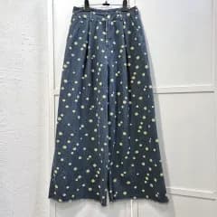 フラワー パターン ワイド デニム パンツ 66