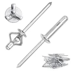 30個セット ブラインドリベット 30個セット 直径3.2 mm 4.0 mm 4.8mm シルバー折りたたみブラインドリベット アルミ合金 アルミニウム 耐食 耐圧 ブラインドリベットファスナー リベットファスナーキット