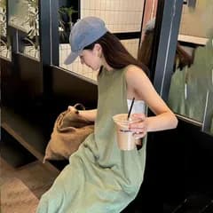 ワンピース ラインワンピース ロング ニット素材 サイドオープン