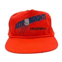 【キャップ/帽子】90s MOHR'S製ASTROBRIGHTS ZELLERBACH ビンテージ トラッカーキャップ ナイロン オレンジ 橙 ブルー 青 ホワイト 白 ブラック 黒