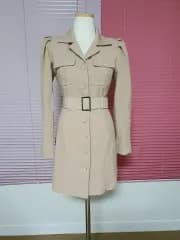 新品 ベージュ トレンチ ベルト ミニ ワンピース